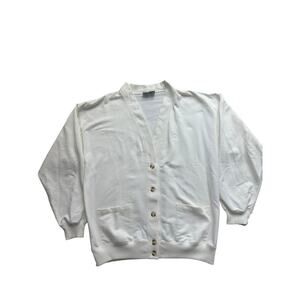 Vintage  Men’s Cream White Cotton Cardigan Sweater Size M